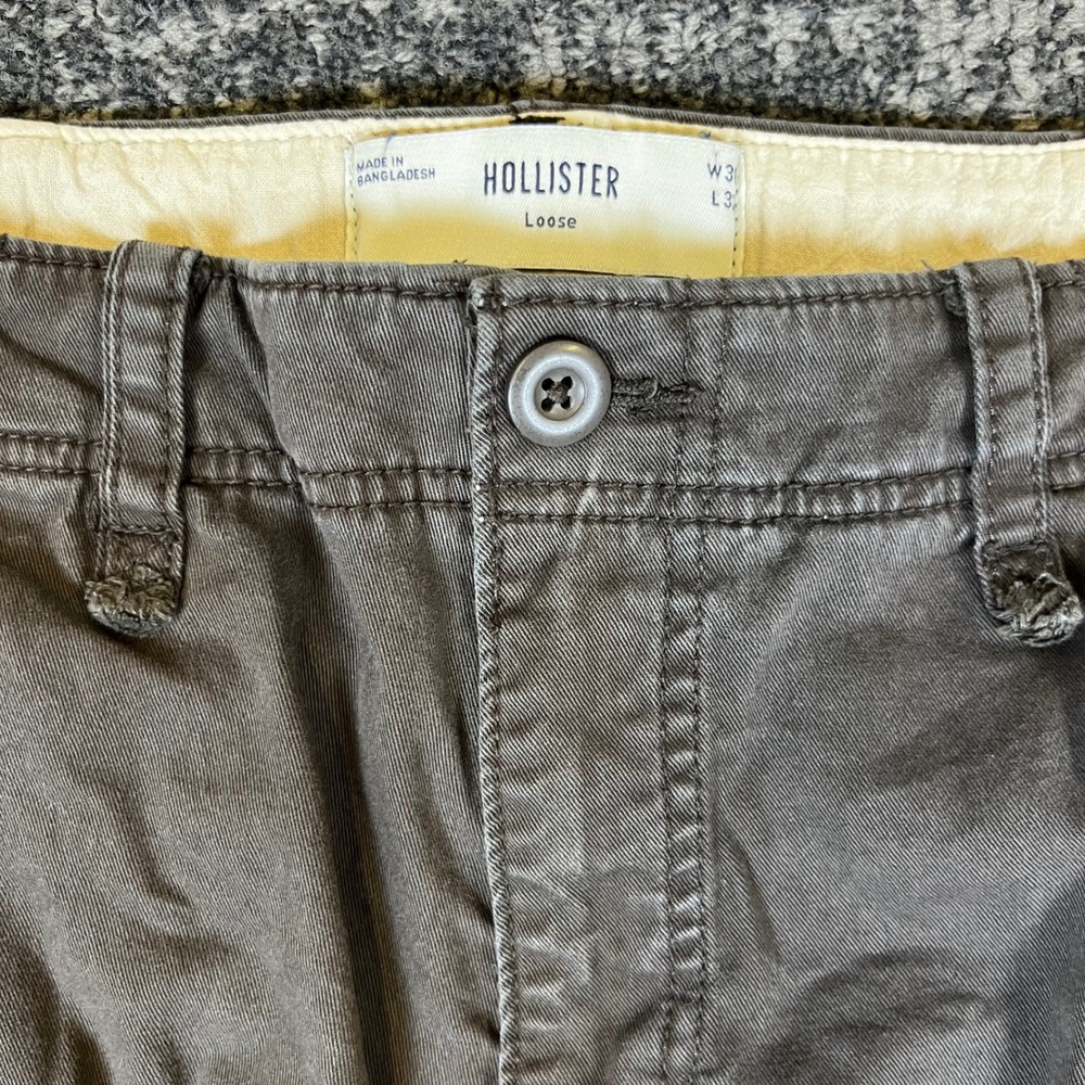 Hollister Mens Loose Fit Cargo Pants Charcoal Grey 30x32 Utility Workwear - Picture 3 of 8